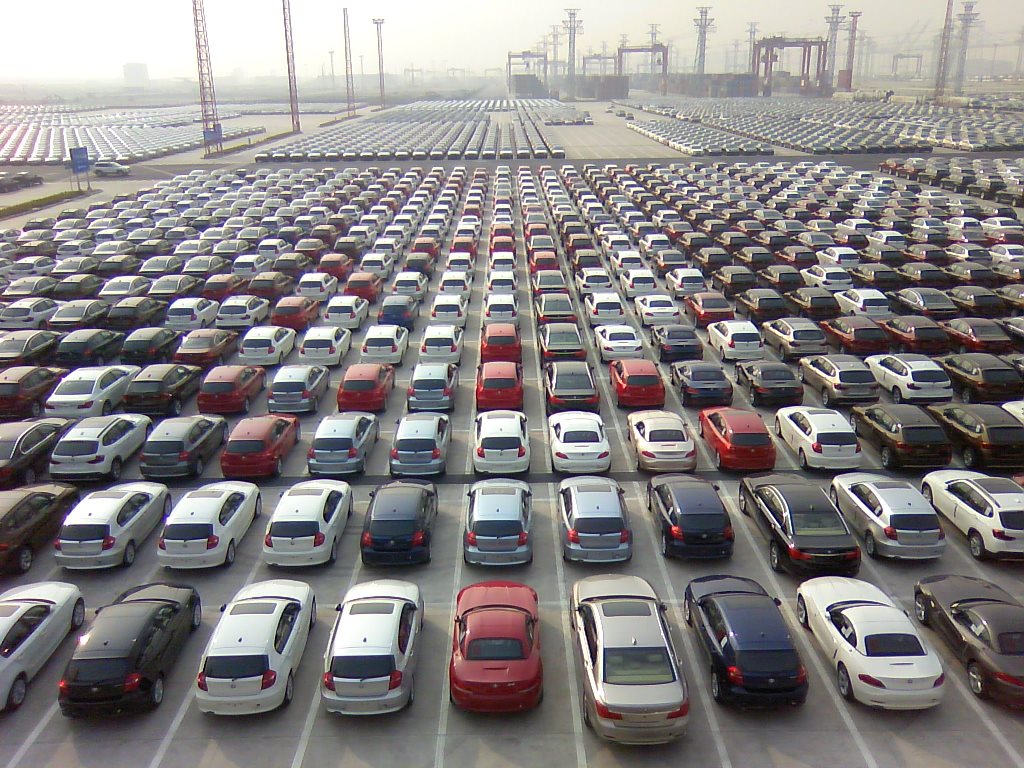 Rows of imported cars